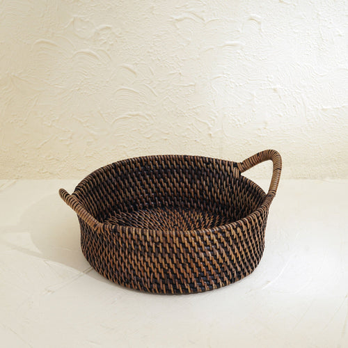 Small Rattan Round Basket with Handles - 4 colours
