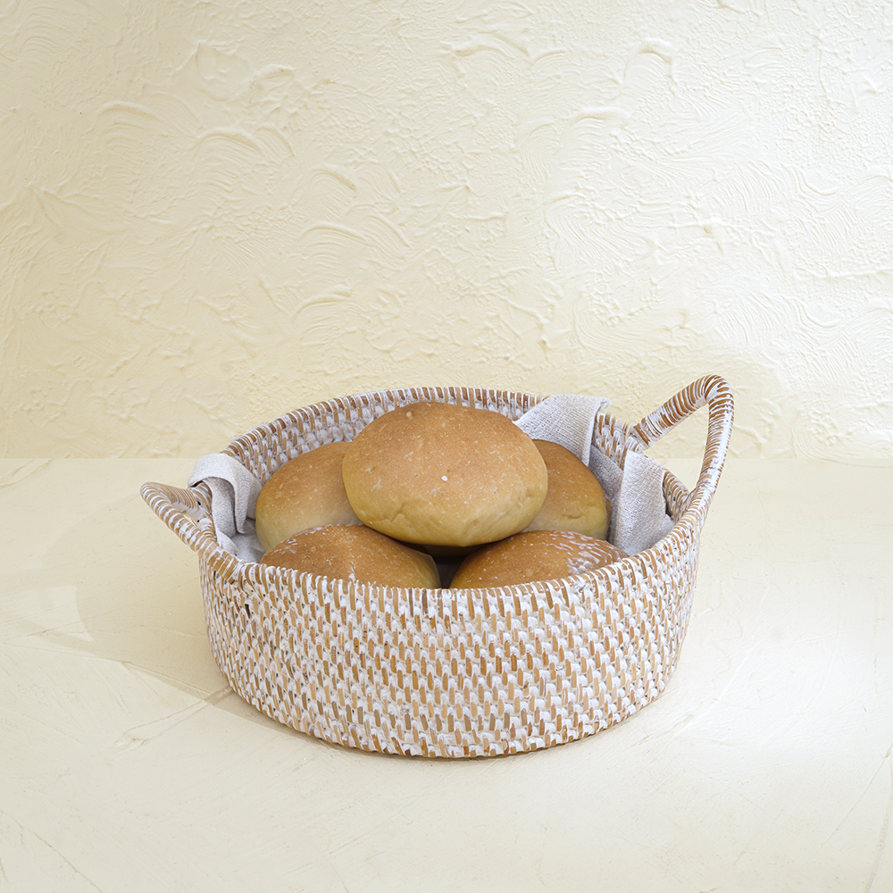 Small Rattan Round Basket with Handles - 4 colours