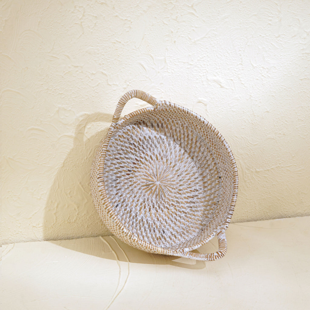 Small Rattan Round Basket with Handles - 4 colours