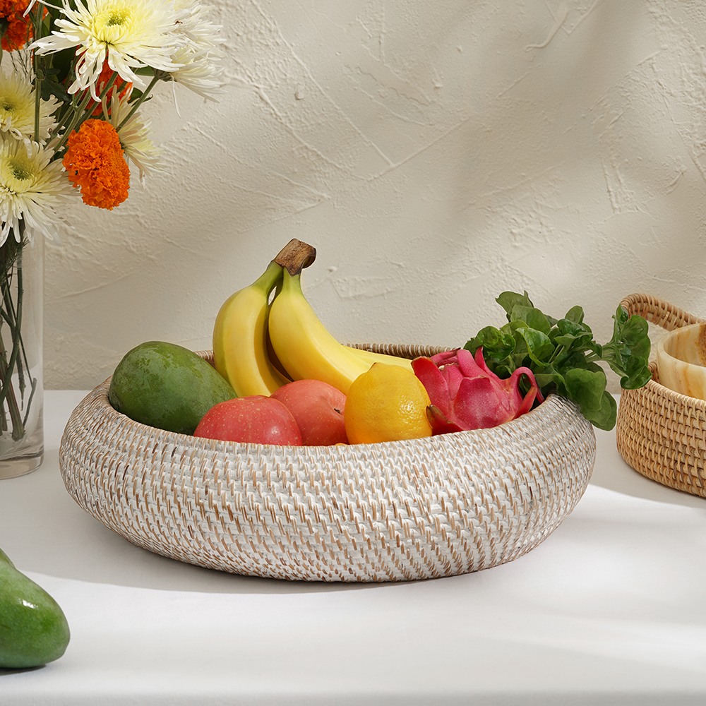 Large Fruit Bowl Woven Rattan in 4 Different Colours